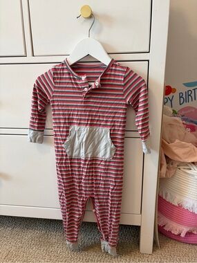 Sweet Bamboo Striped Romper 12-18 Months Gray Red Bamboo